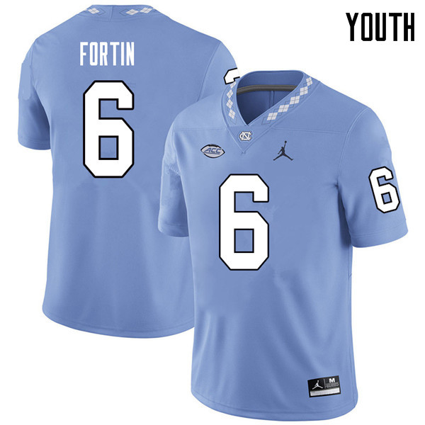 Jordan Brand Youth #6 Cade Fortin North Carolina Tar Heels College Football Jerseys Sale-Carolina Bl